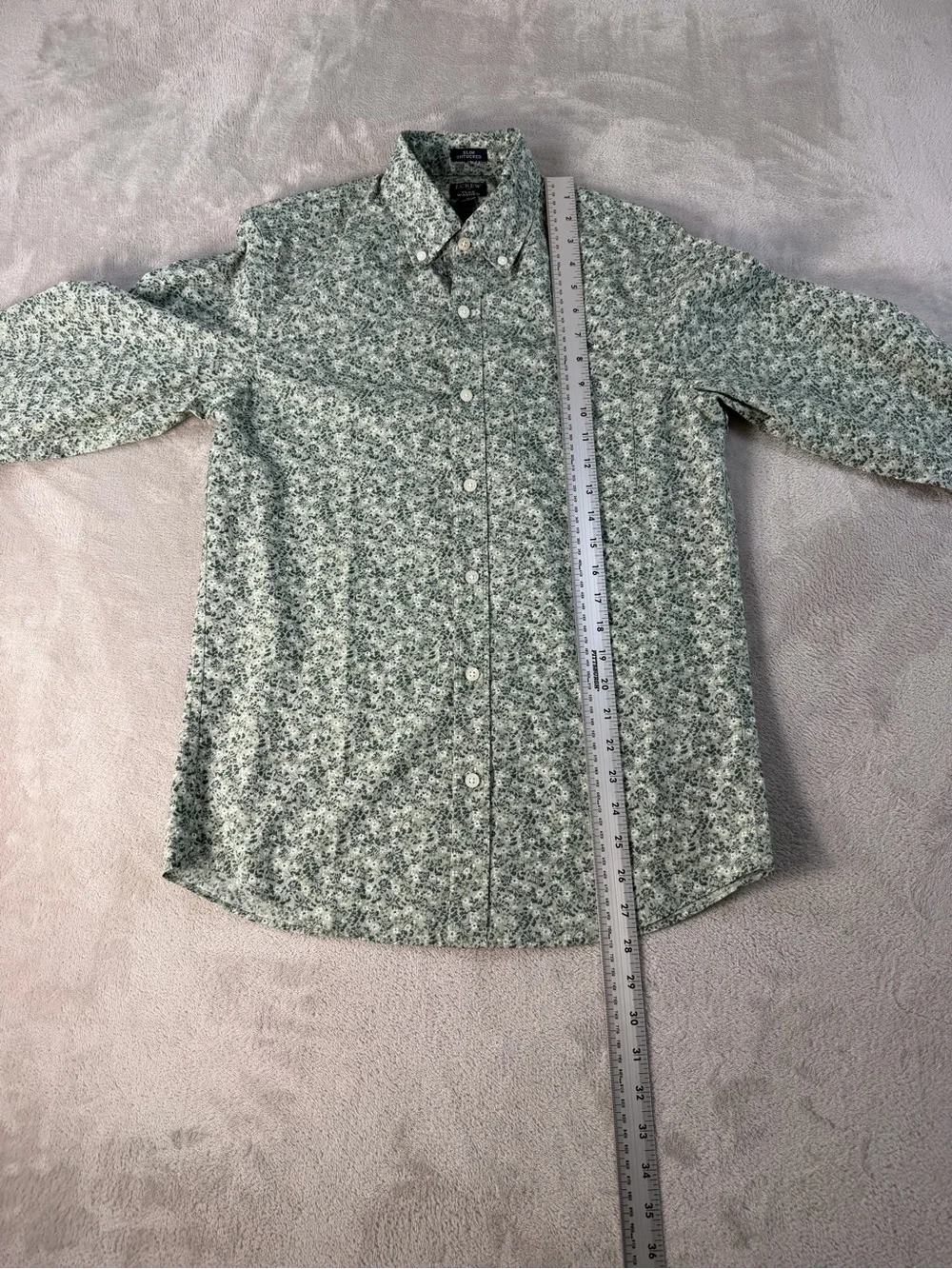 J.Crew Mens Casual Floral Button Down Shirt S Green Slim Untucked Flex Washed